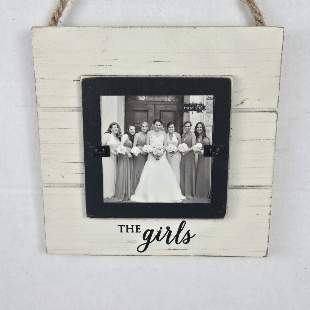 2 Mud Pie The Guys & The Girls Wedding Party Photo Frames White Shiplap NEW